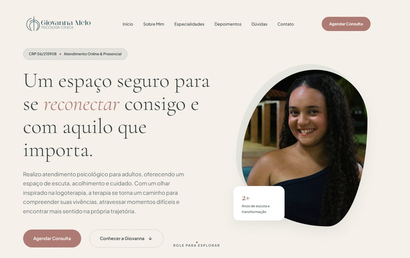 Abrir Giovanna Melo, site institucional de psicologia clínica